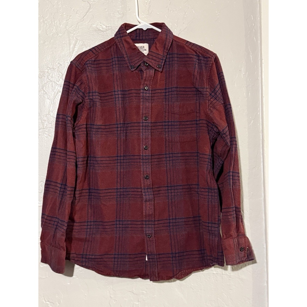Blake Shelton X Lands' End Flannel Button Down Shirt Red Plaid Size Large Men's